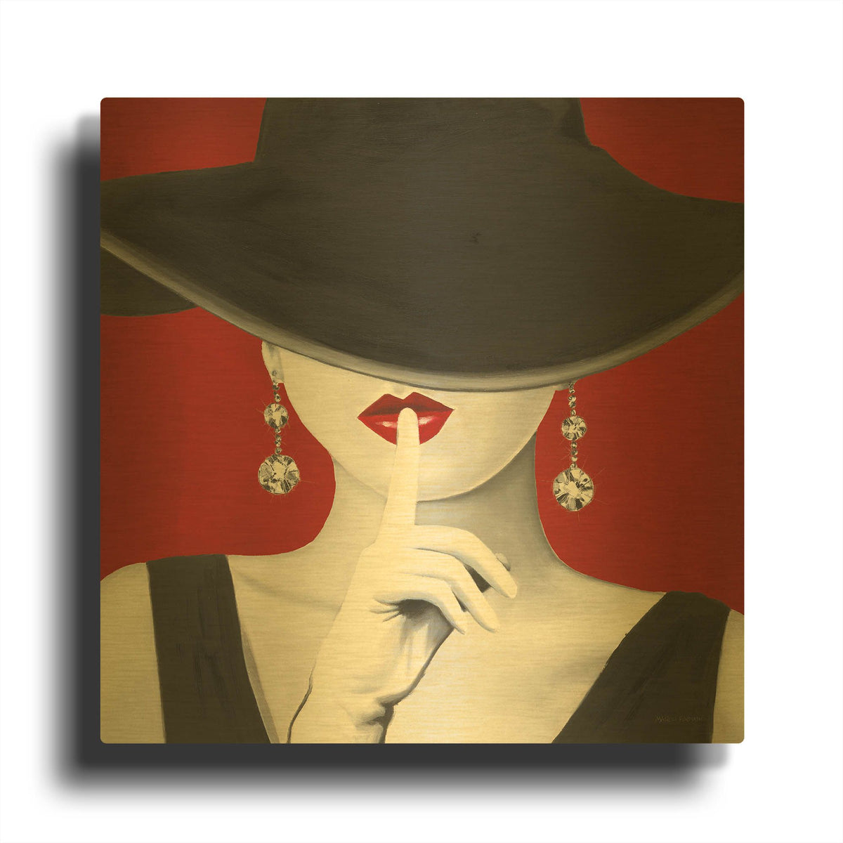 'Haute Chapeau Rouge I' By Marco Fabiano Gold Metal Wall Art