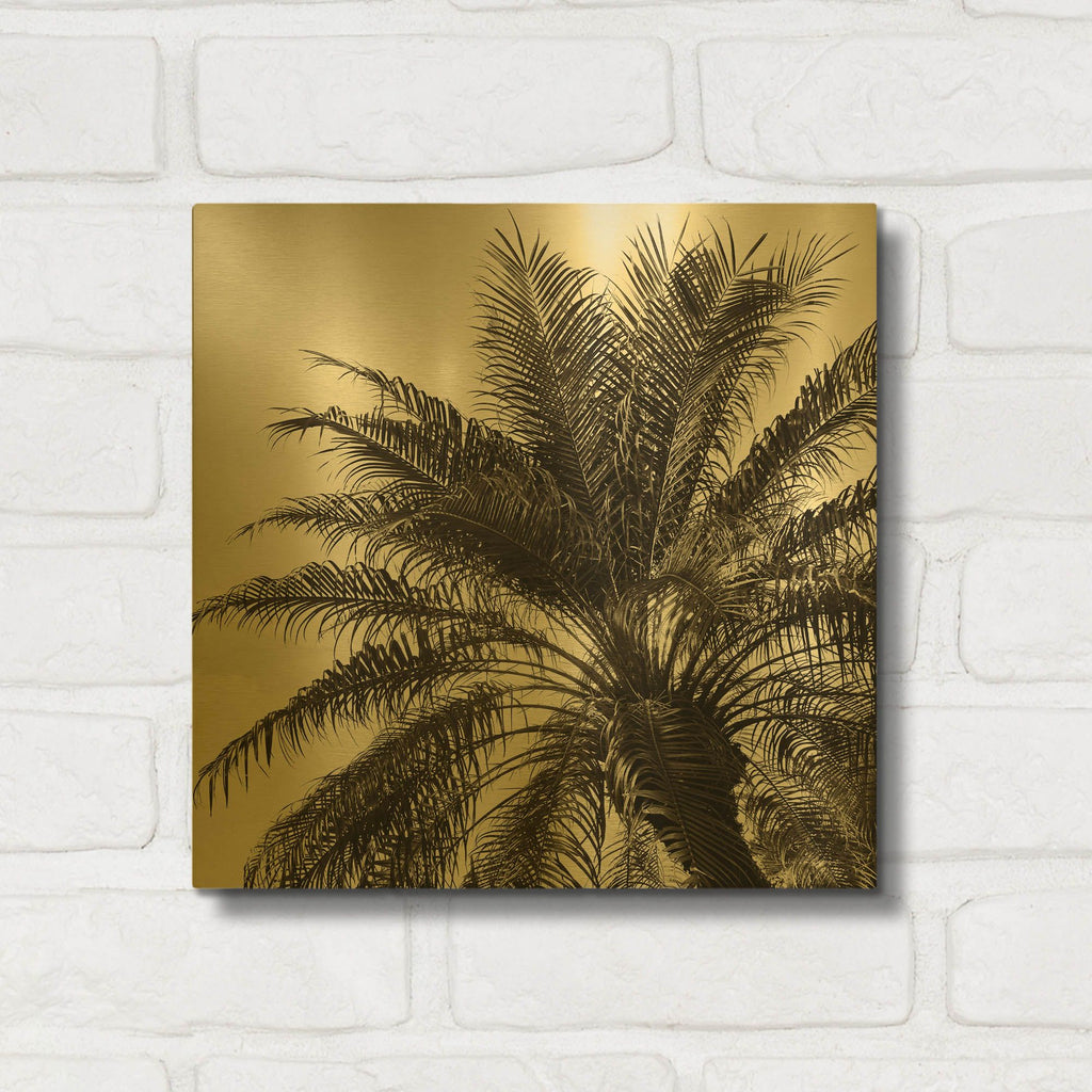 'Palm Tree Sepia I' By Debra Van Swearingen Gold Metal Wall Art