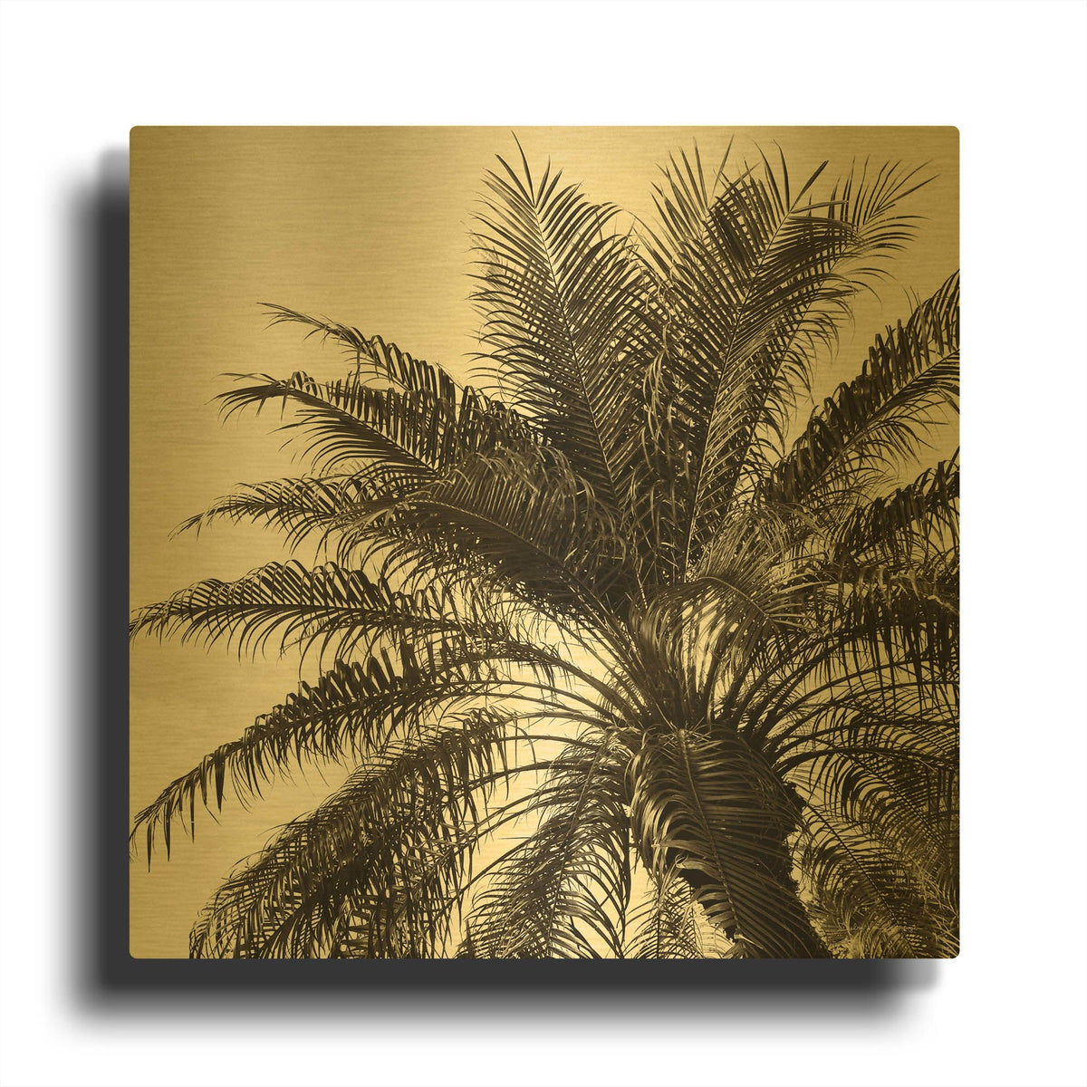 'Palm Tree Sepia I' By Debra Van Swearingen Gold Metal Wall Art