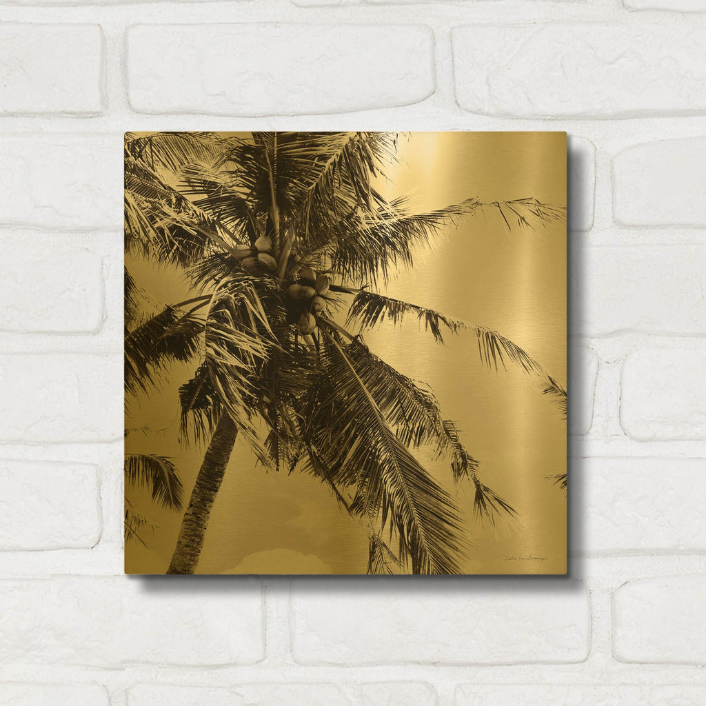 'Palm Tree Sepia II' By Debra Van Swearingen Gold Metal Wall Art