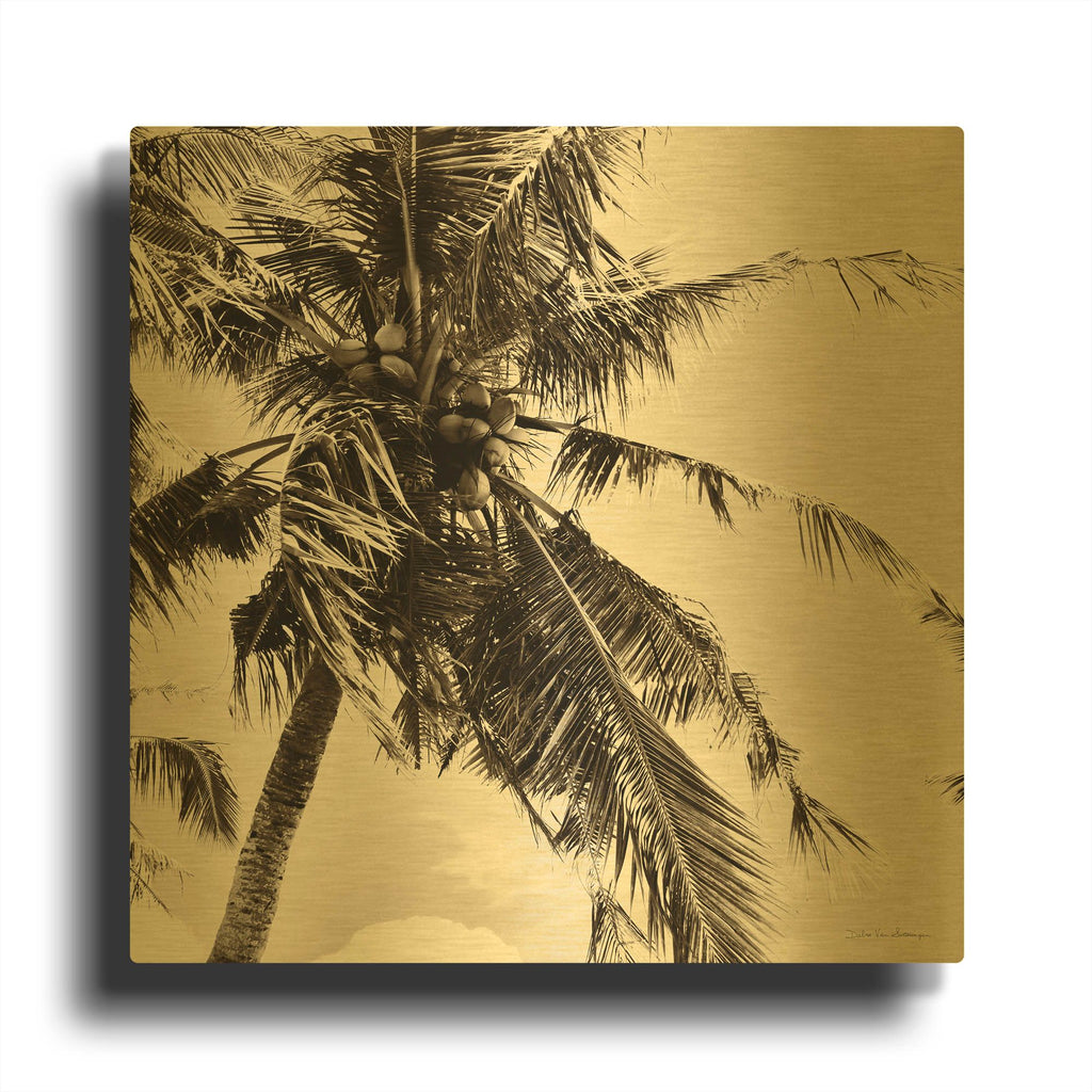 'Palm Tree Sepia II' By Debra Van Swearingen Gold Metal Wall Art