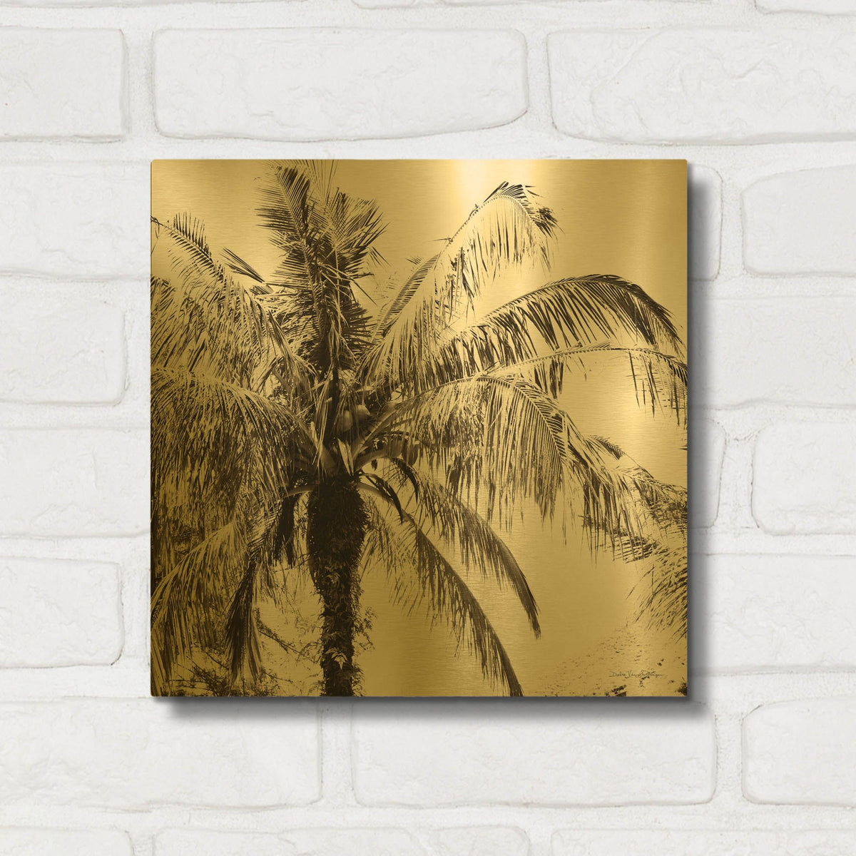 'Palm Tree Sepia III' By Debra Van Swearingen Gold Metal Wall Art