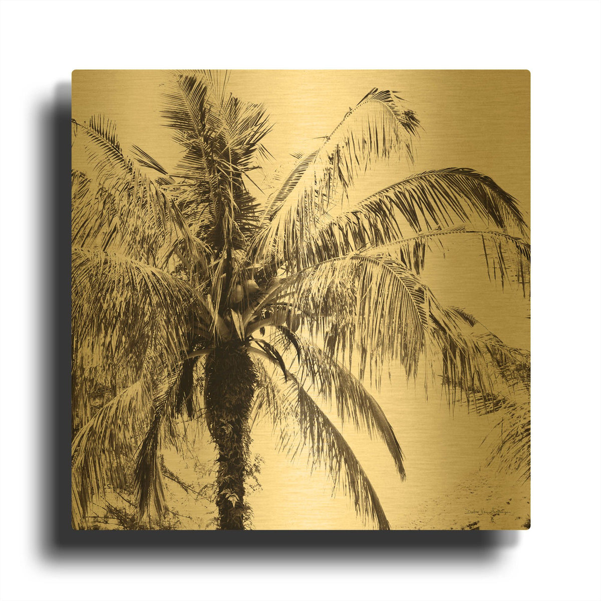 'Palm Tree Sepia III' By Debra Van Swearingen Gold Metal Wall Art