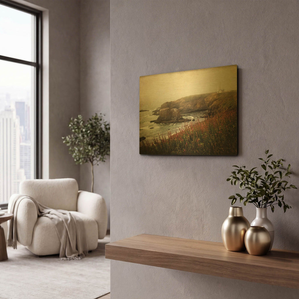 'Coastal Mist' By Debra Van Swearingen Gold Metal Wall Art