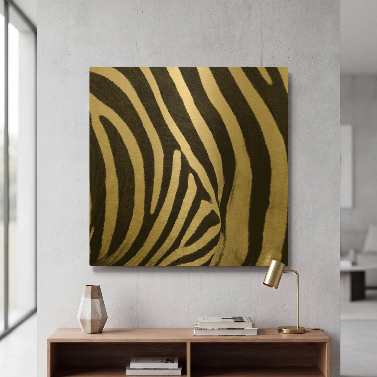 'Zebra IV' By Debra Van Swearingen Gold Metal Wall Art