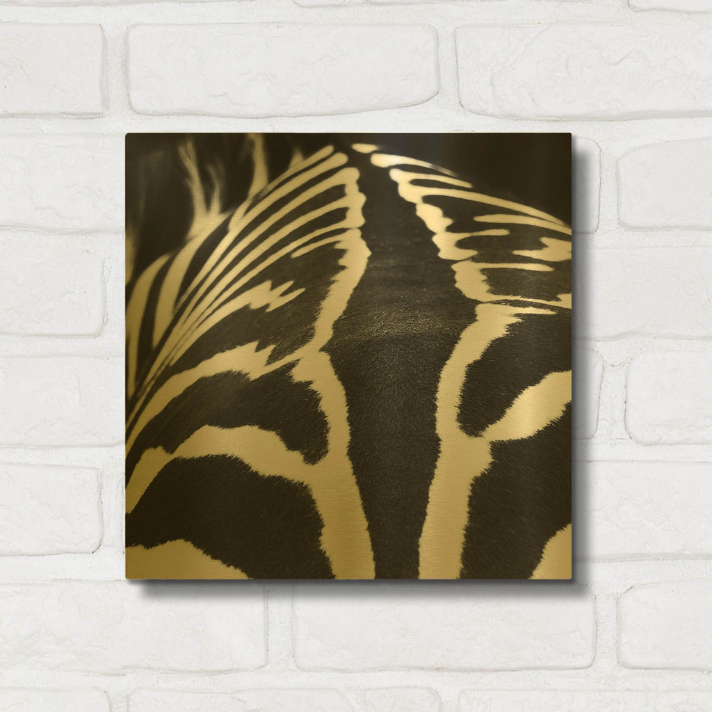'Zebra V' By Debra Van Swearingen Gold Metal Wall Art