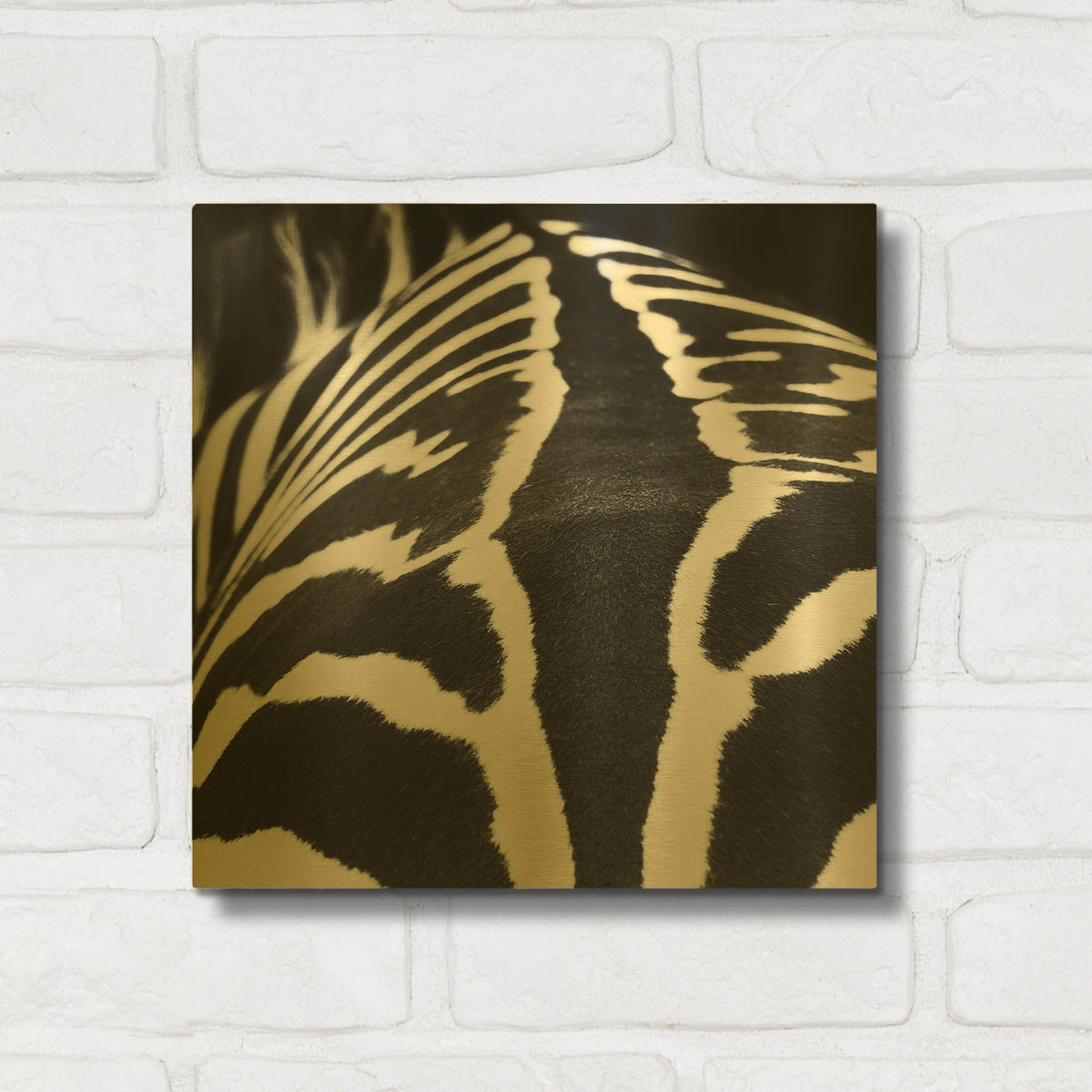 'Zebra V' By Debra Van Swearingen Gold Metal Wall Art