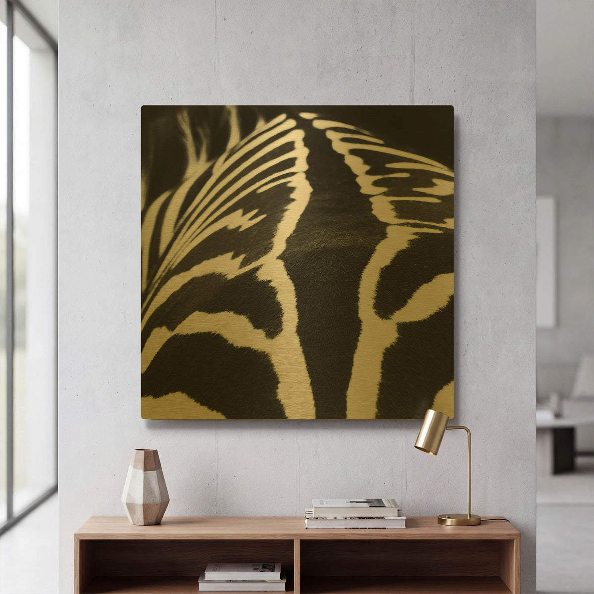 'Zebra V' By Debra Van Swearingen Gold Metal Wall Art