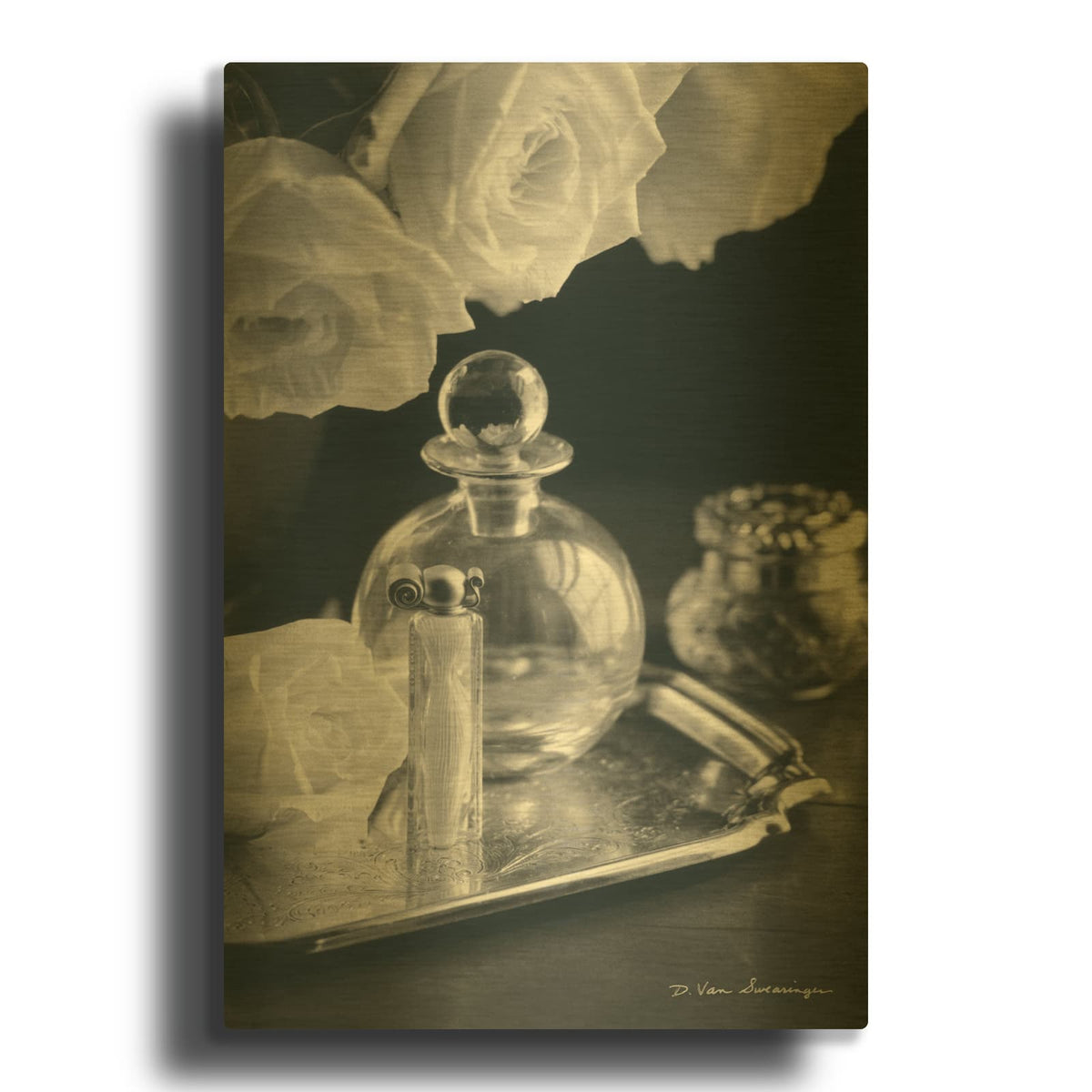 'Vintage Vanity III' By Debra Van Swearingen Gold Metal Wall Art