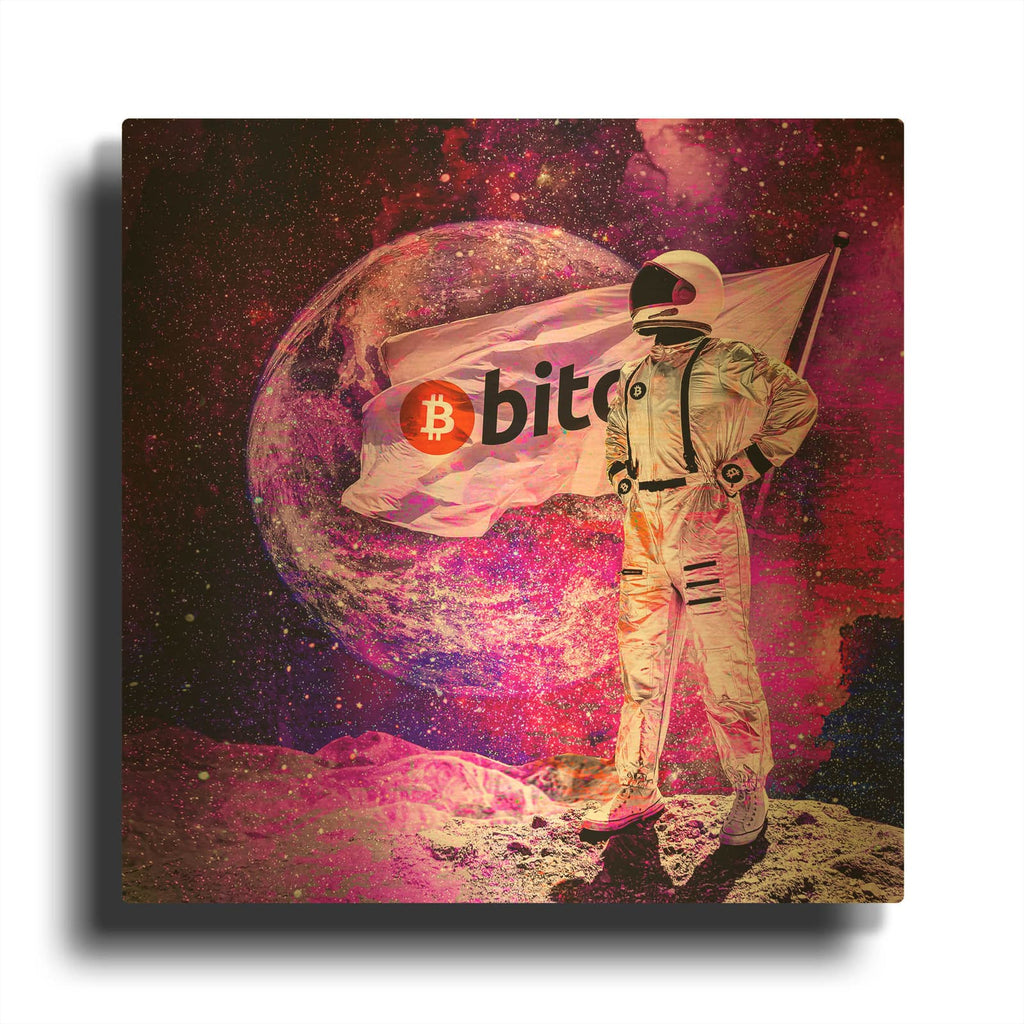 'Bitcoin to the Moon' By Epic Portfolio Gold Metal Wall Art