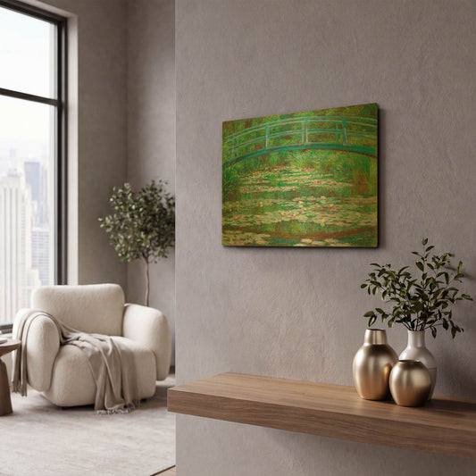 'The Japanese Footbridge' By Claude Monet Gold Metal Wall Art