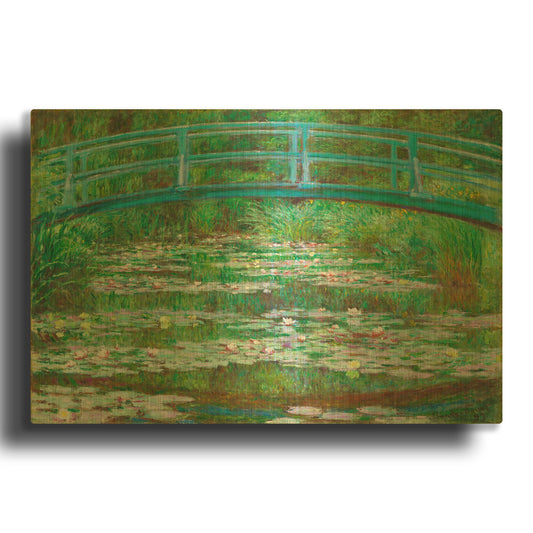 'The Japanese Footbridge' By Claude Monet Gold Metal Wall Art