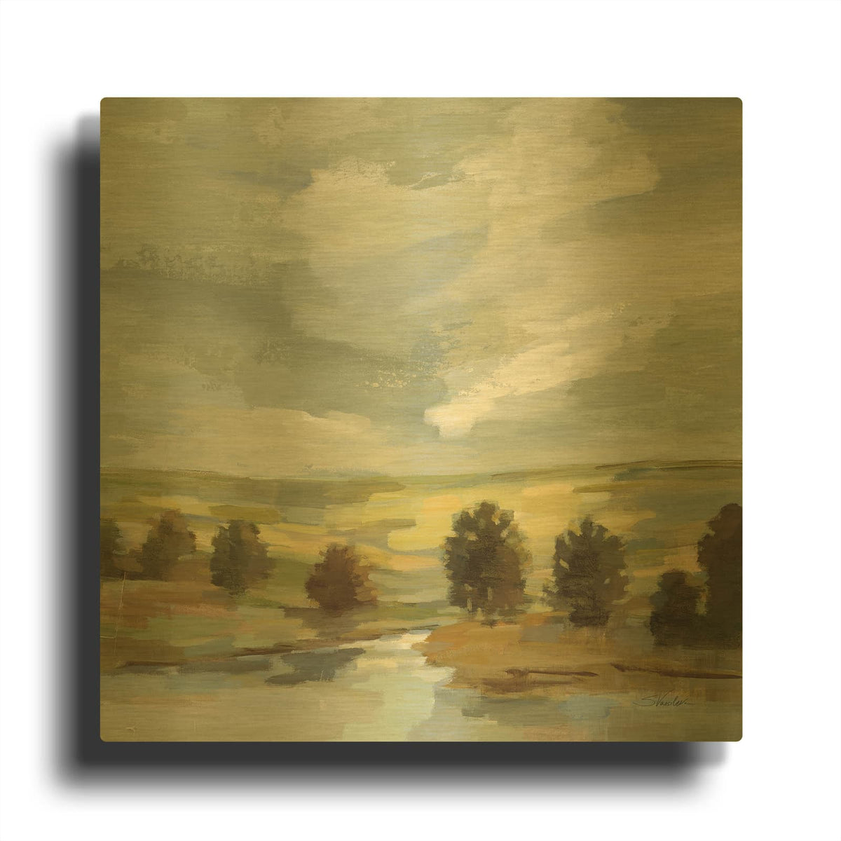'Country Landscape' By Silvia Vassileva Gold Metal Wall Art