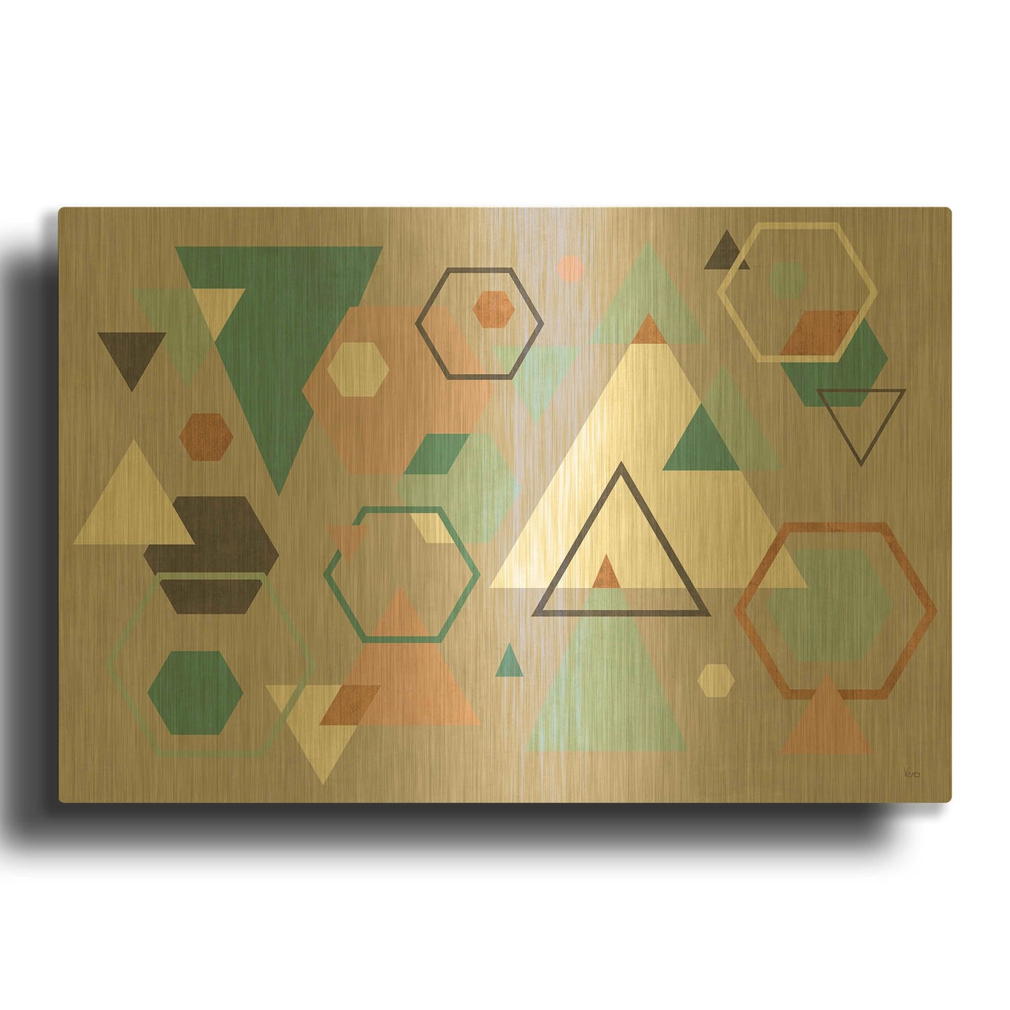 'Abstract Geo I Gray' By Veronique Charron Gold Metal Wall Art