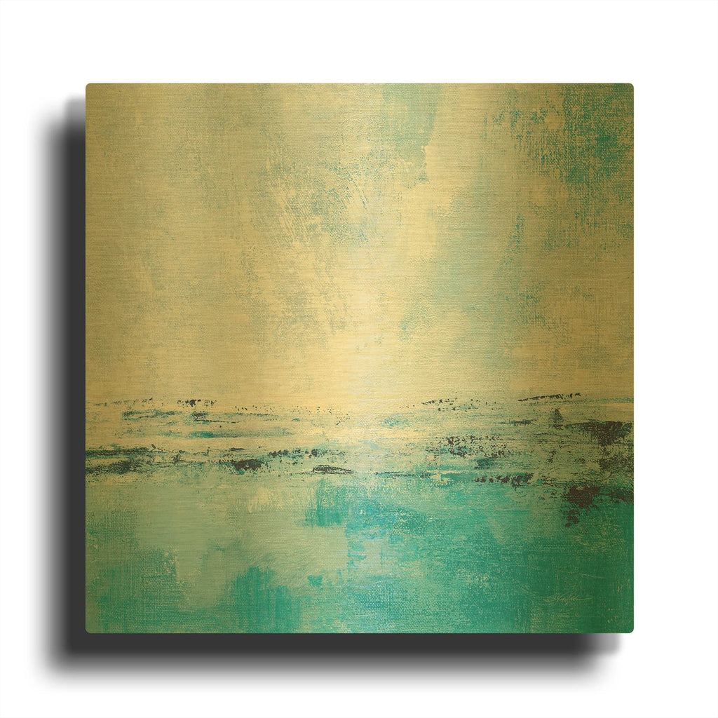 'Coastal View I Aqua' By Silvia Vassileva Gold Metal Wall Art