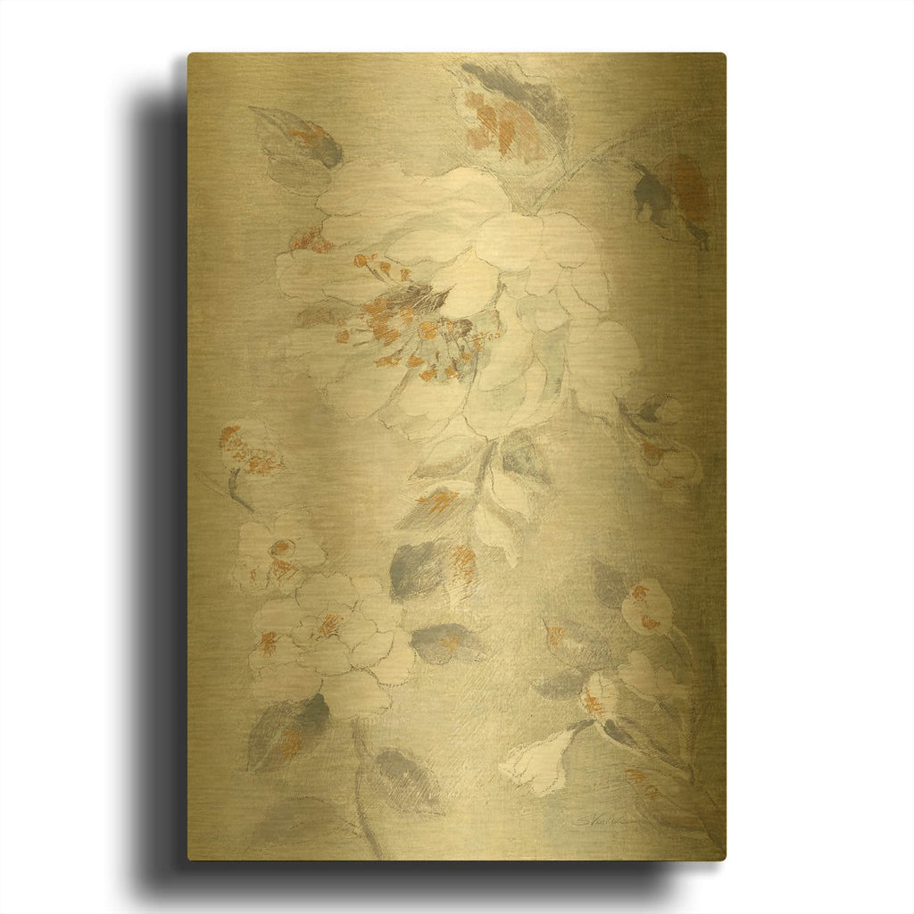 'Romantic Spring Flowers II White' By Silvia Vassileva Gold Metal Wall Art