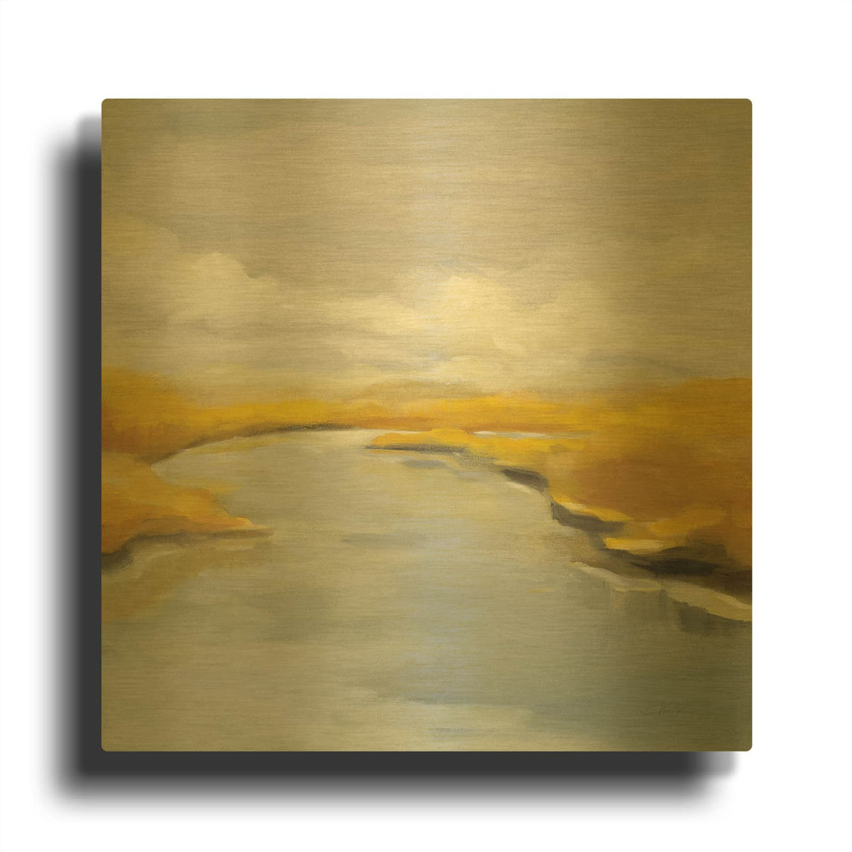 'Maine Fall River' By Silvia Vassileva Gold Metal Wall Art
