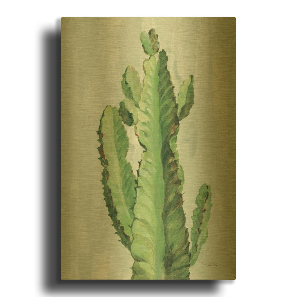 'Front Yard Cactus II Slate' By Silvia Vassileva Gold Metal Wall Art