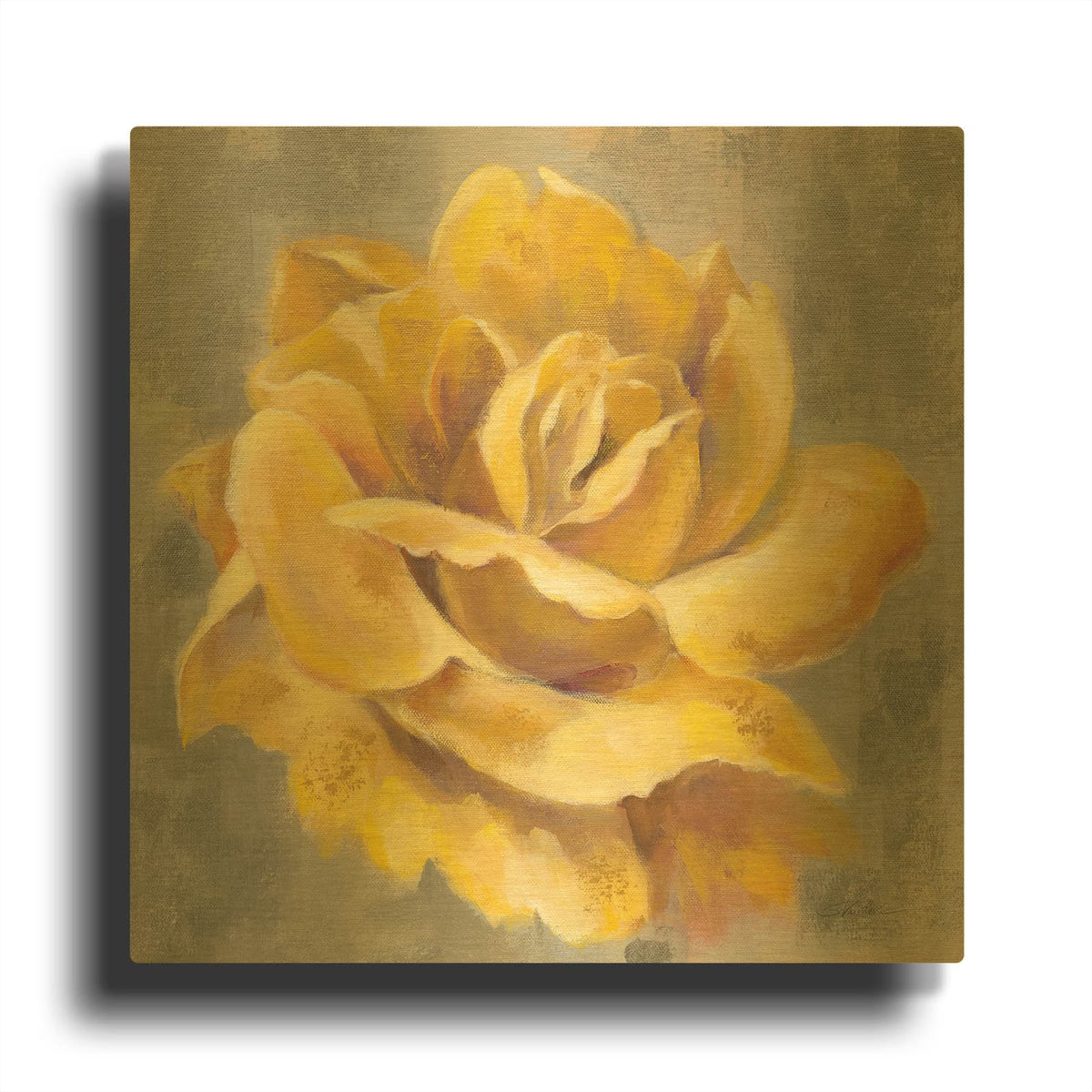 'Yellow Roses I' By Silvia Vassileva Gold Metal Wall Art