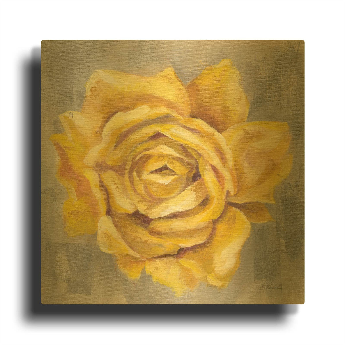'Yellow Roses II' By Silvia Vassileva Gold Metal Wall Art