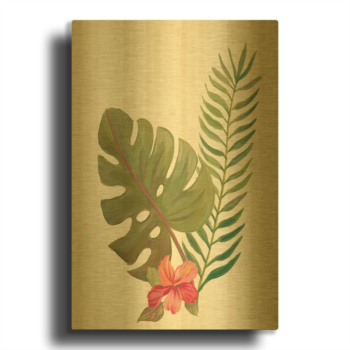 'Tropical Garden V' By Silvia Vassileva Gold Metal Wall Art