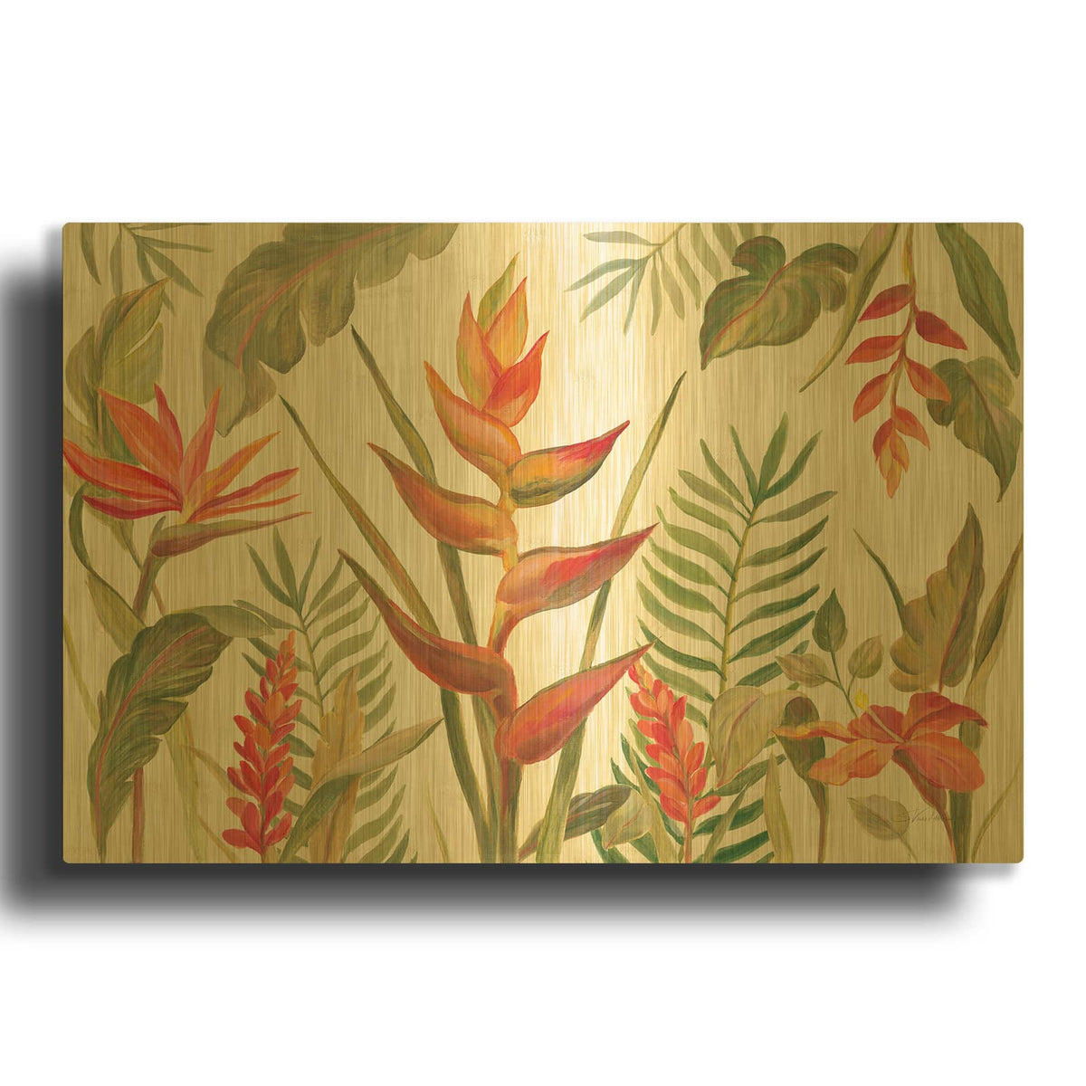 'Tropical Garden VII' By Silvia Vassileva Gold Metal Wall Art