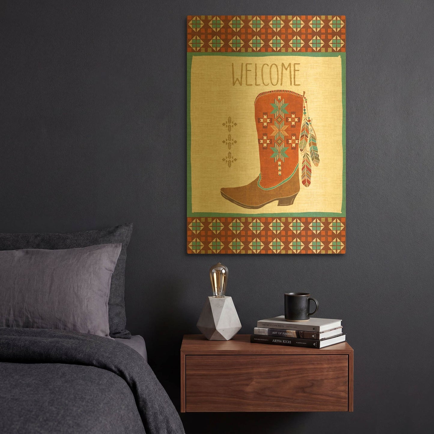 'Southwest at Heart IV FLAG' By Veronique Charron Gold Metal Wall Art