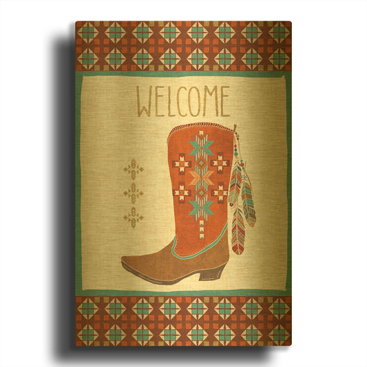 'Southwest at Heart IV FLAG' By Veronique Charron Gold Metal Wall Art