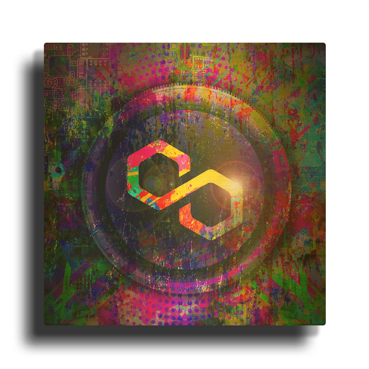 'MATIC Polygon Crypto,' By Epic Portfolio Gold Metal Wall Art