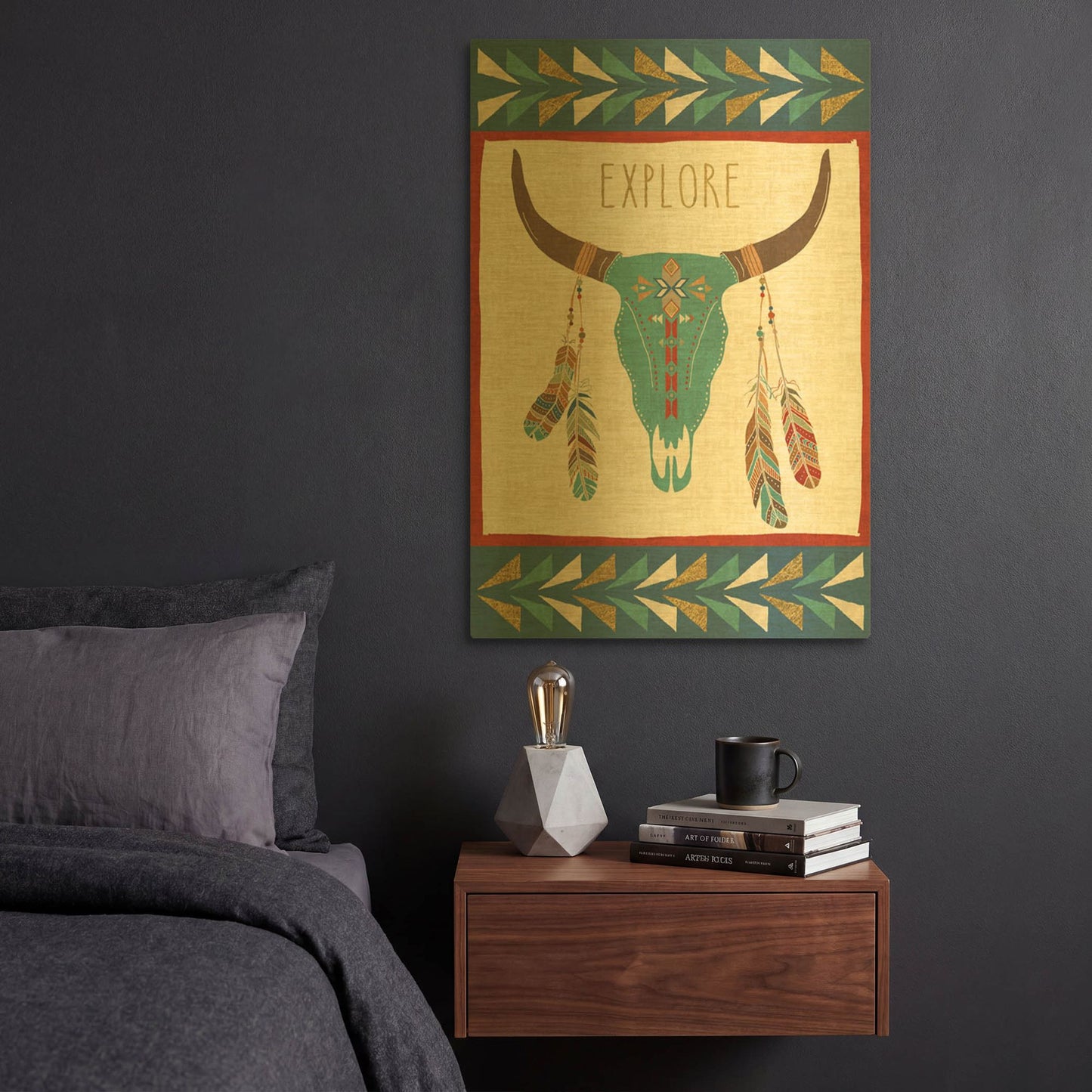 'Southwest at Heart II FLAG' By Veronique Charron Gold Metal Wall Art