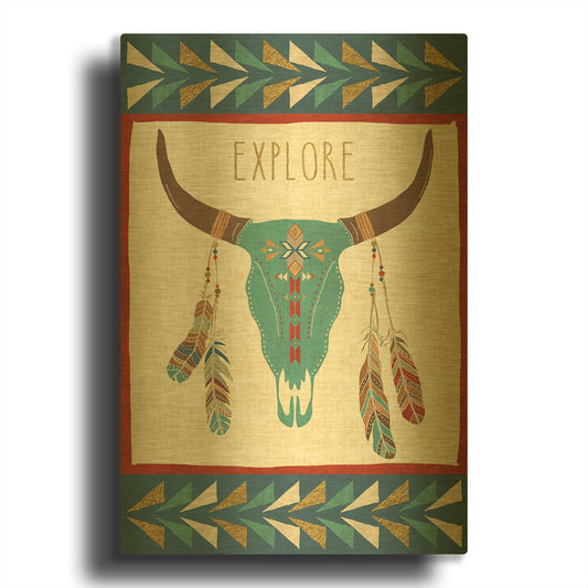 'Southwest at Heart II FLAG' By Veronique Charron Gold Metal Wall Art