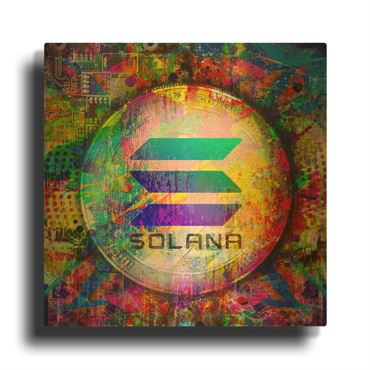 'SOL Solana Crypto,' By Epic Portfolio Gold Metal Wall Art