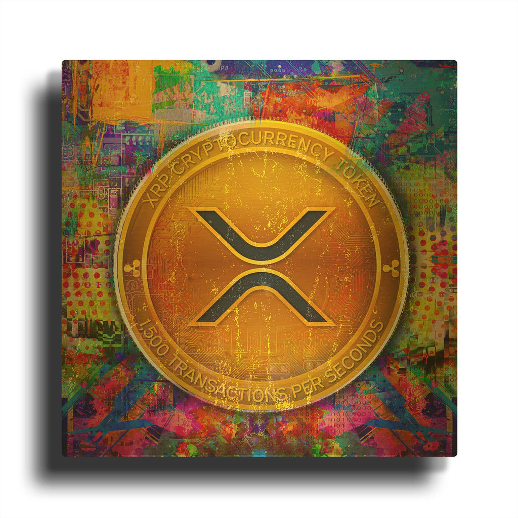 'XRP Crypto,' By Epic Portfolio Gold Metal Wall Art
