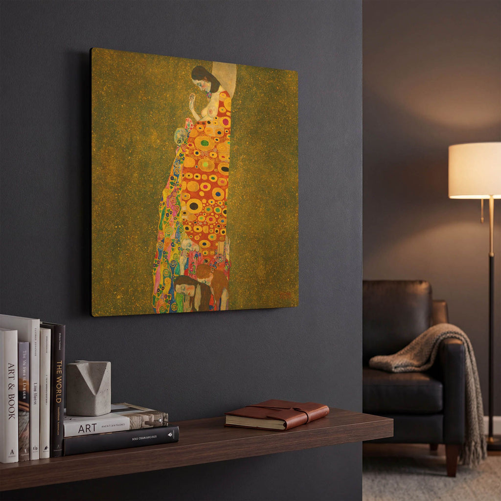 'Hope II' By Gustav Klimt Gold Metal Wall Art
