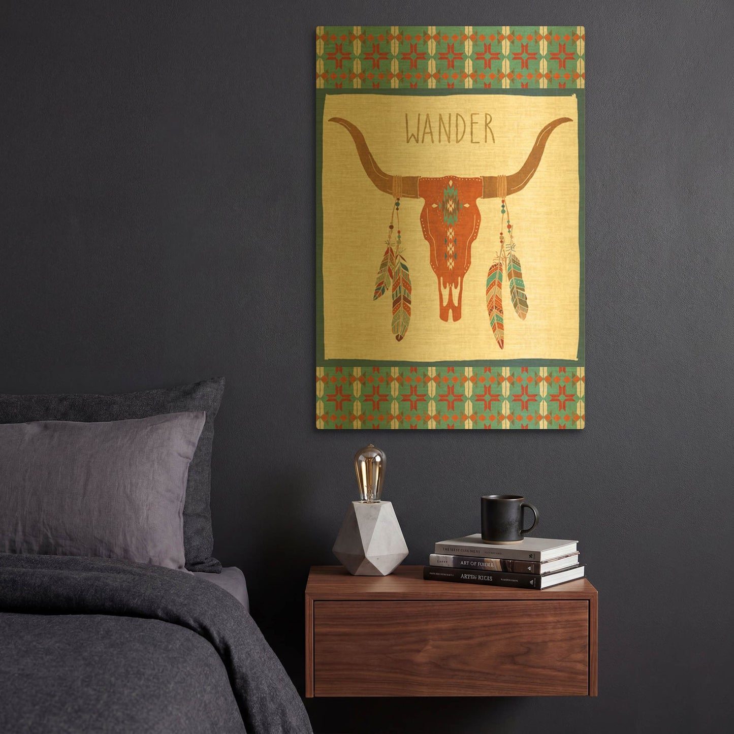 'Southwest at Heart I FLAG' By Veronique Charron Gold Metal Wall Art