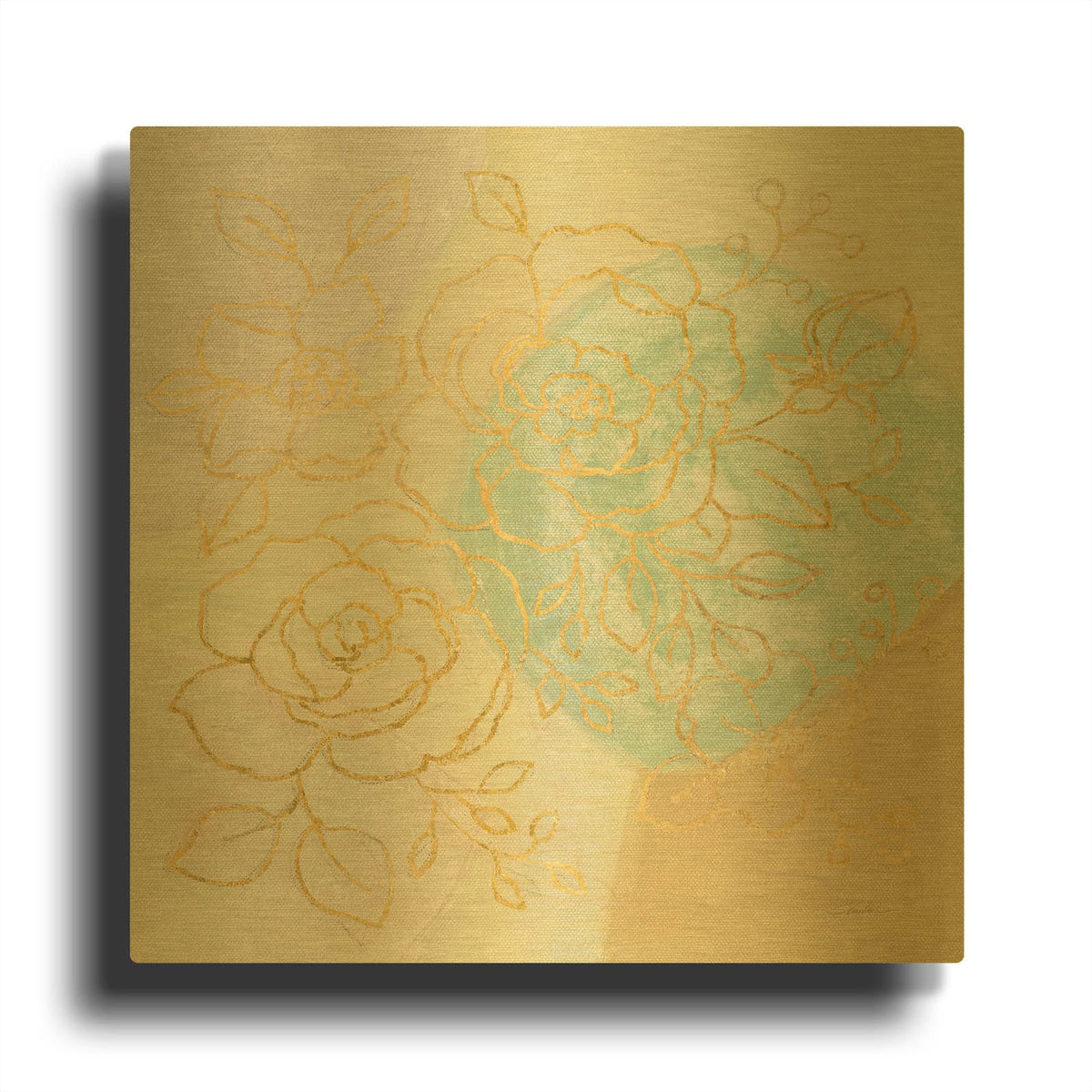 'Mid Mod Sophisticated Floral II' By Silvia Vassileva Gold Metal Wall Art