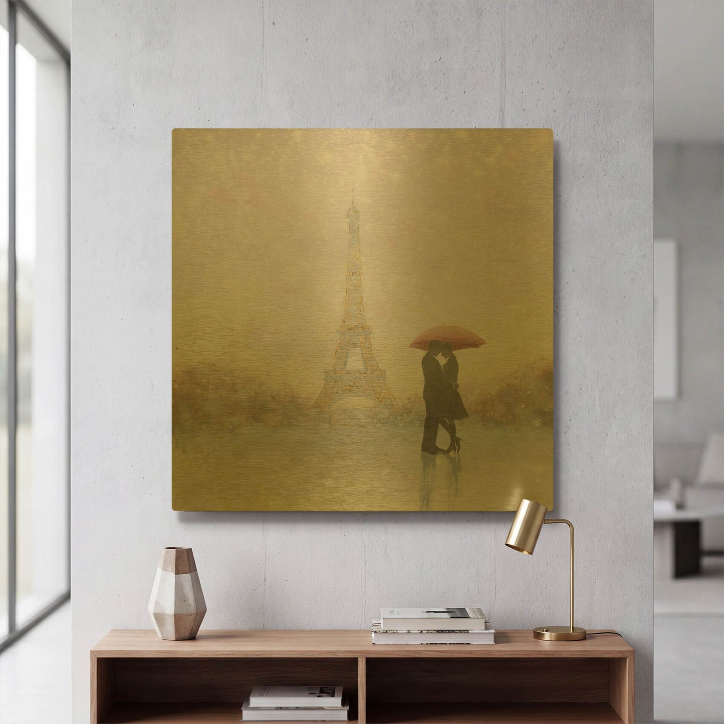 'Eiffel Romance' By Marco Fabiano Gold Metal Wall Art