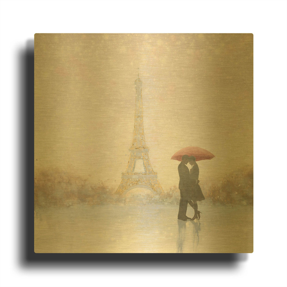 'Eiffel Romance' By Marco Fabiano Gold Metal Wall Art