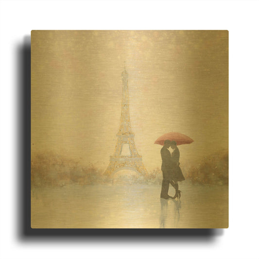 'Eiffel Romance' By Marco Fabiano Gold Metal Wall Art