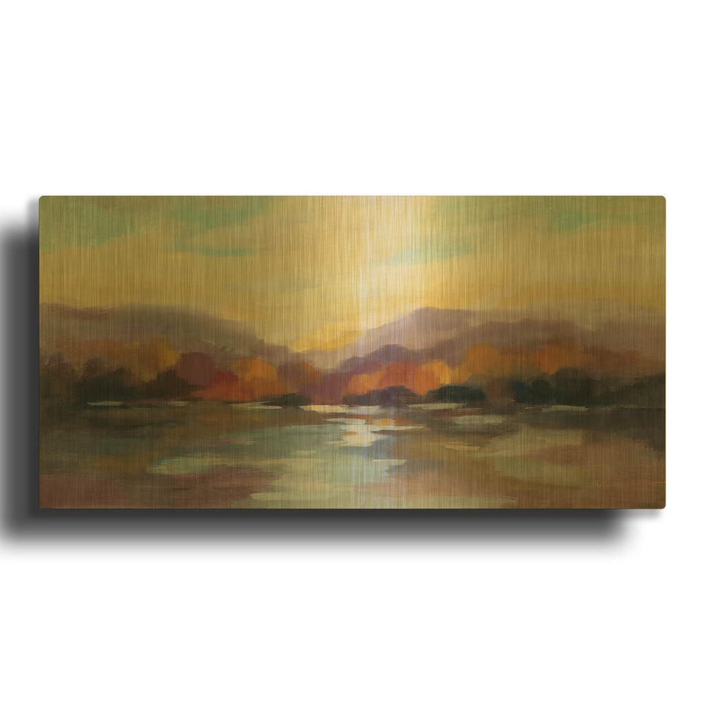 'Fall Sunset' By Silvia Vassileva Gold Metal Wall Art