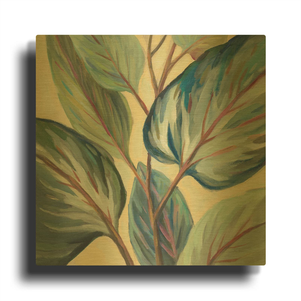 'Greenhouse Leaves' By Silvia Vassileva Gold Metal Wall Art