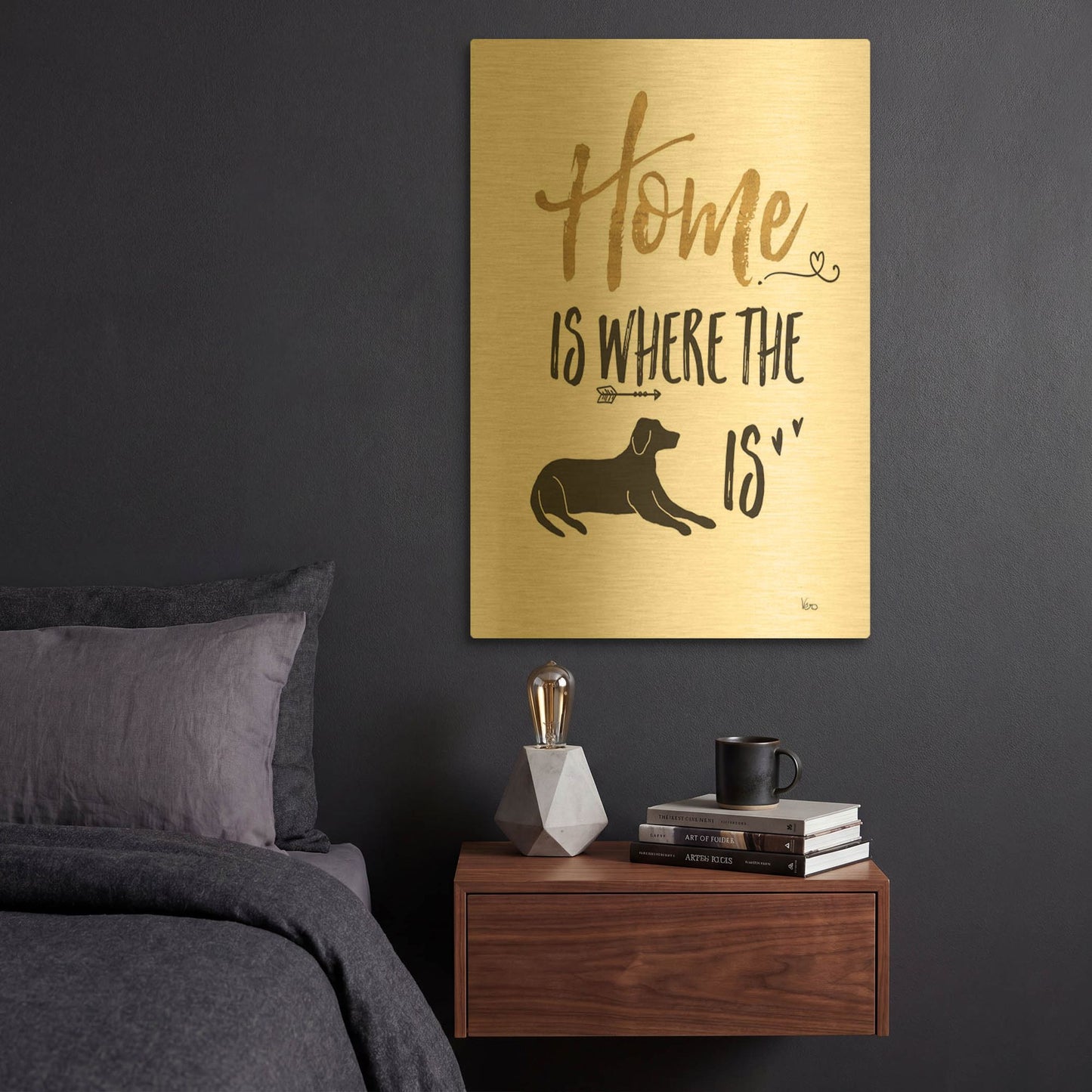 'Pet Love I' By Veronique Charron Gold Metal Wall Art