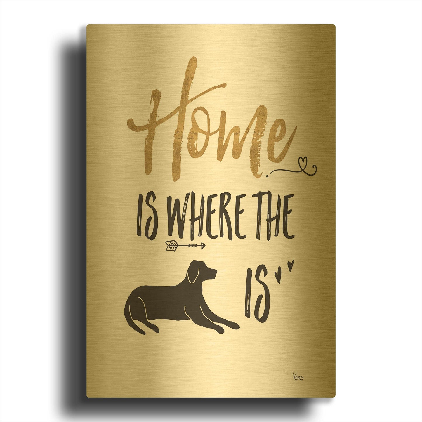 'Pet Love I' By Veronique Charron Gold Metal Wall Art