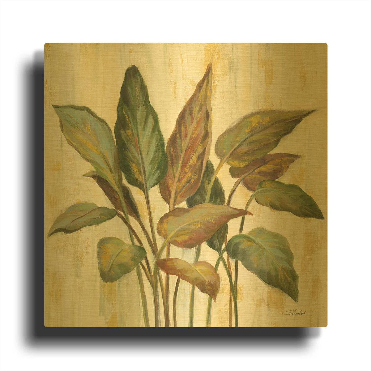 'Fall Greenhouse Leaves' By Silvia Vassileva Gold Metal Wall Art