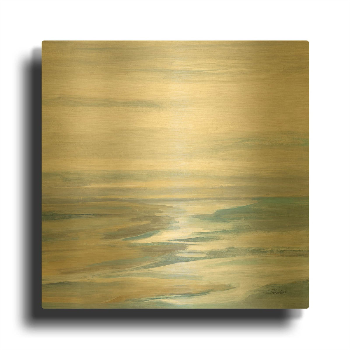 'Morning Sea Light' By Silvia Vassileva Gold Metal Wall Art
