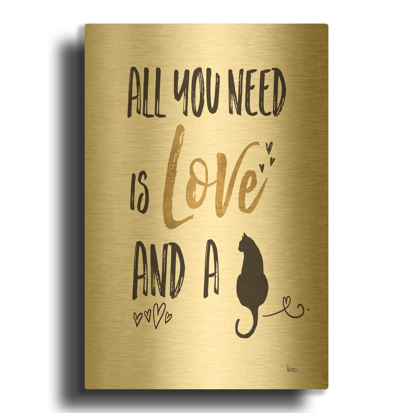 'Pet Love IV' By Veronique Charron Gold Metal Wall Art