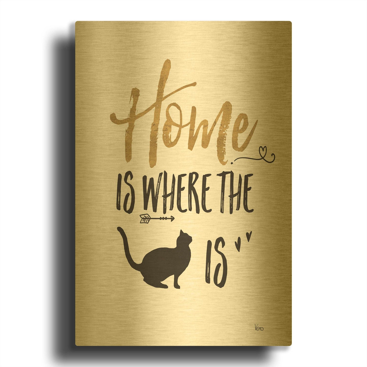 'Pet Love III' By Veronique Charron Gold Metal Wall Art