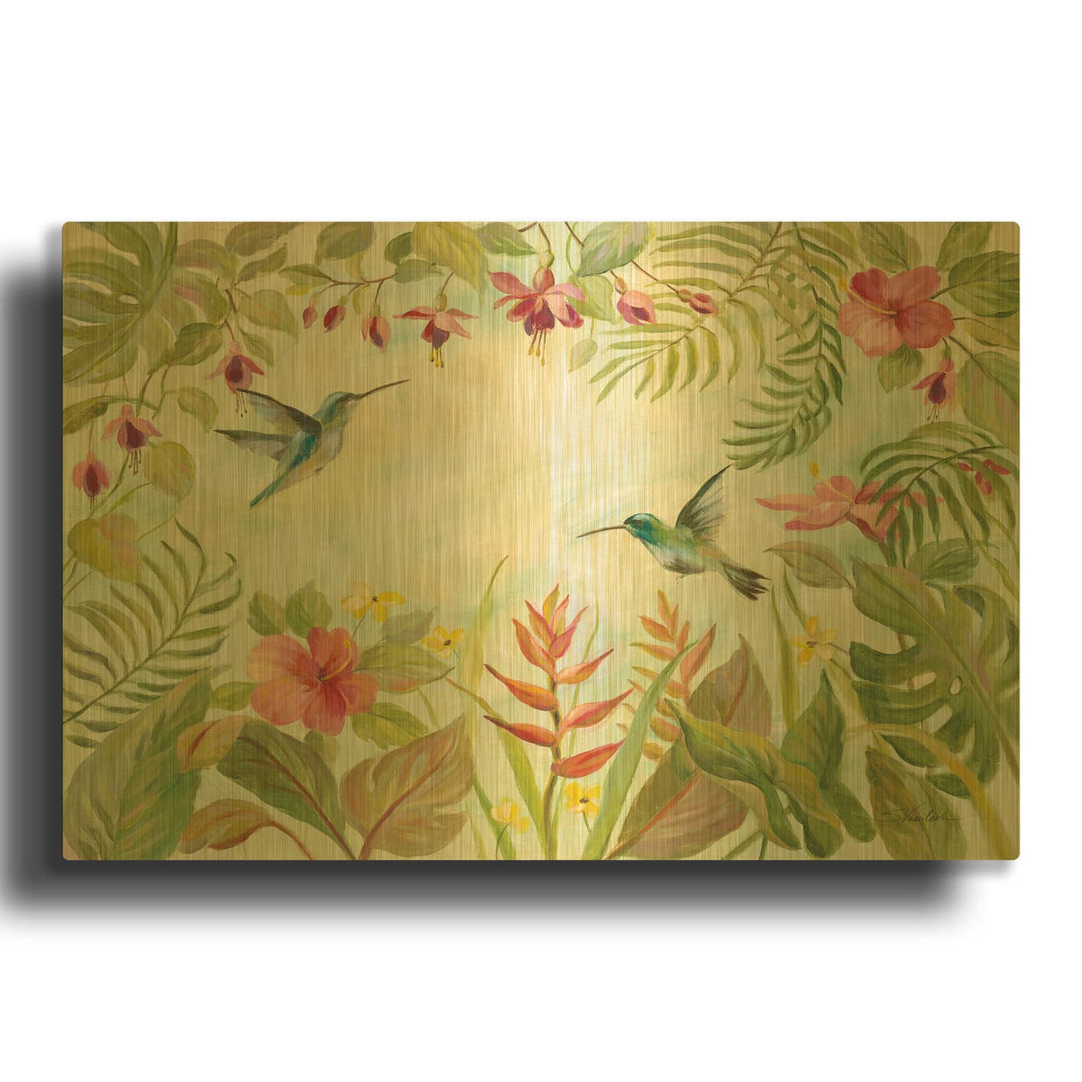 'Hummingbirds Song I' By Silvia Vassileva Gold Metal Wall Art