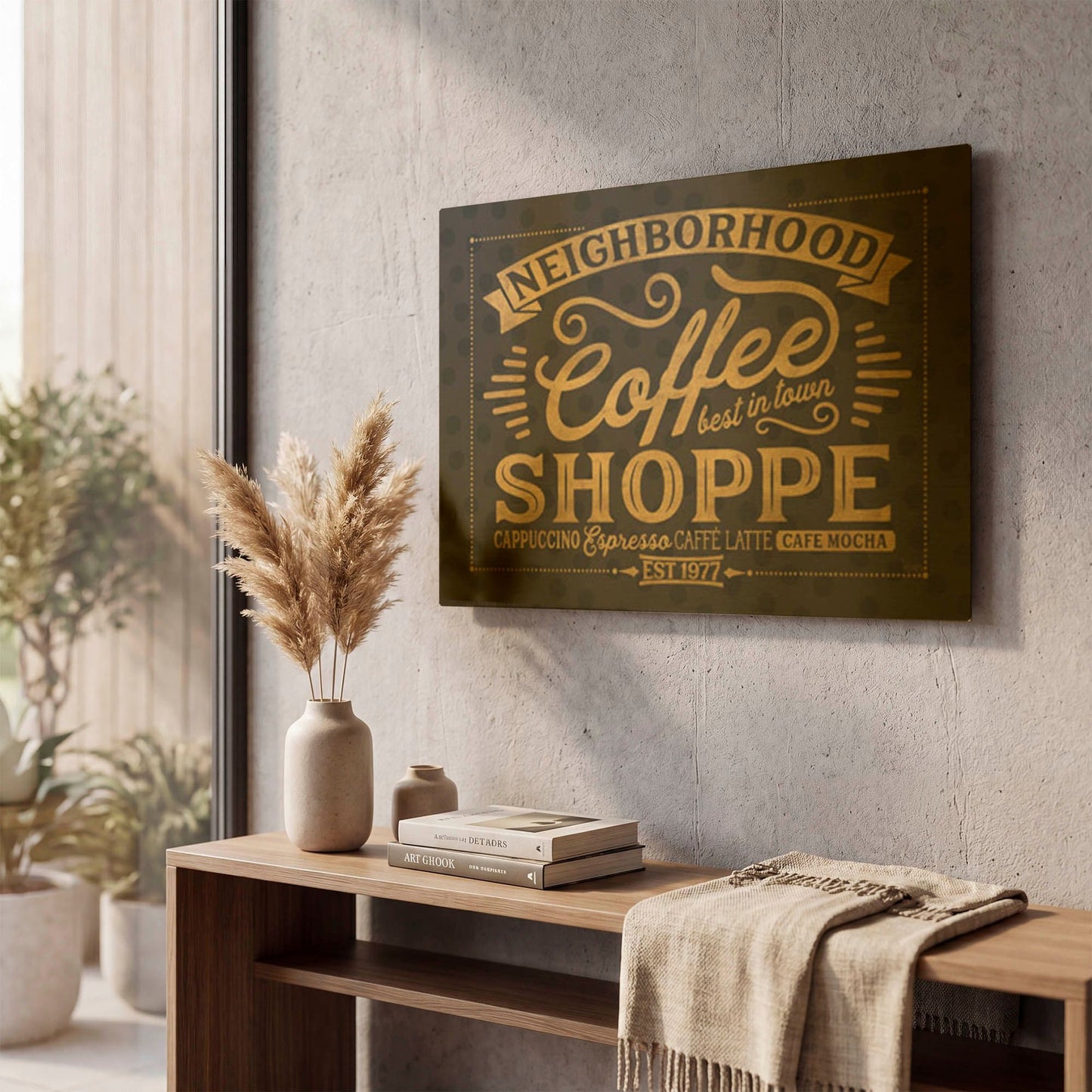 'Coffee and Friends IV' By Veronique Charron Gold Metal Wall Art