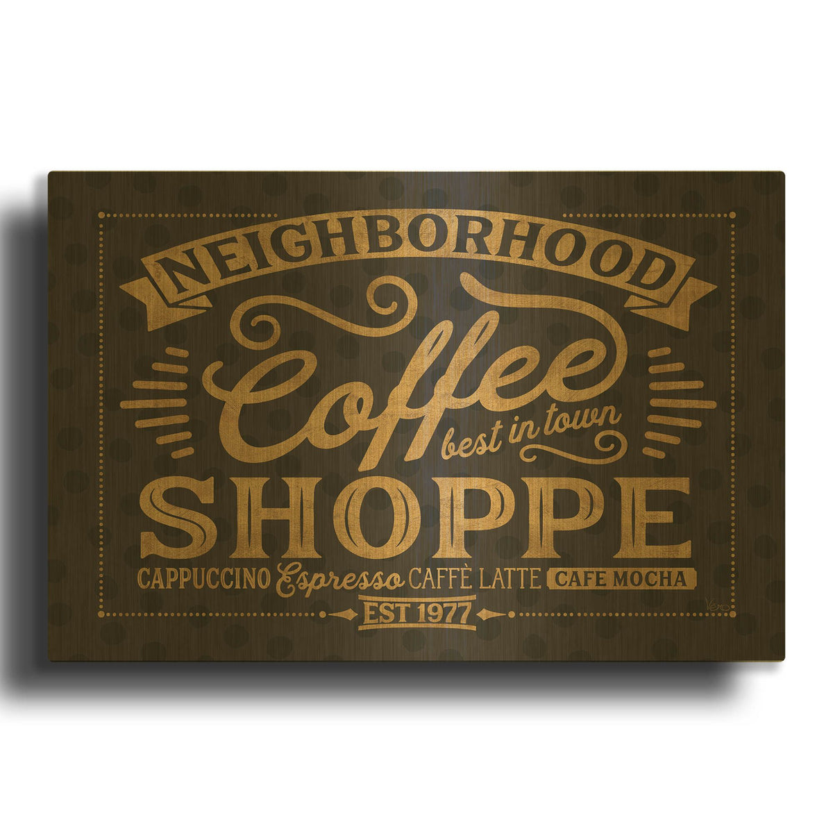 'Coffee and Friends IV' By Veronique Charron Gold Metal Wall Art